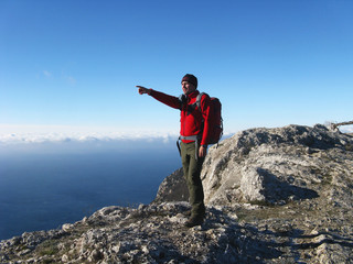 Autumn hiking in the mountains.