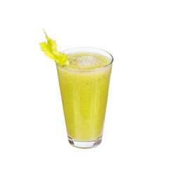 Cucumber, pear and celery juice, isolated on white background