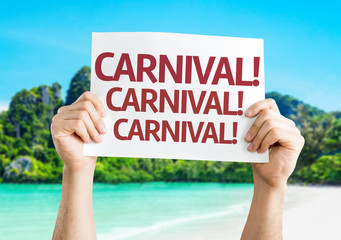 Carnival card with a beach on background