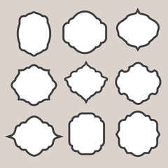 Set of vector  silhouette frames or cartouches for badges