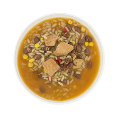 Chicken beans, rice and veggies in broth