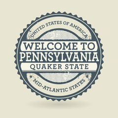 Grunge rubber stamp with text Welcome to Pennsylvania, USA