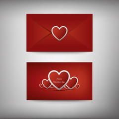 Valentine's day card concept design with envelope and hearts.