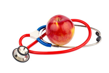 Apfel und Stethoskop