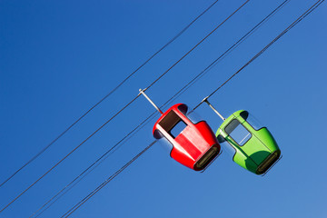 Two cabins ropeway