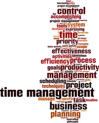 Time management word cloud concept. Vector illustration
