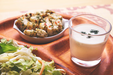 Healthy diet salad bowl with cheese