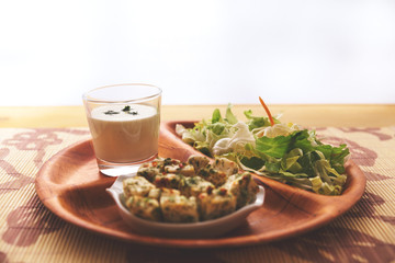 Healthy diet salad bowl with cheese