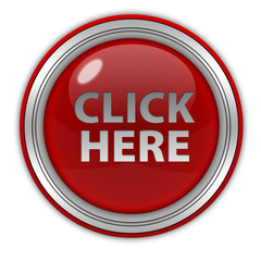 Click here circular icon on white background
