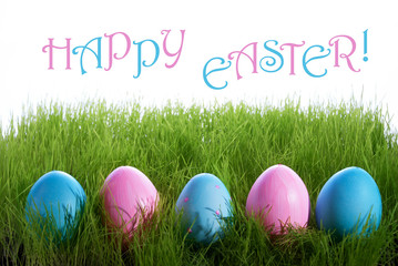 Easter Eggs With Text Happy Easter