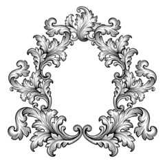 Vintage baroque frame scroll ornament vector - 75901461