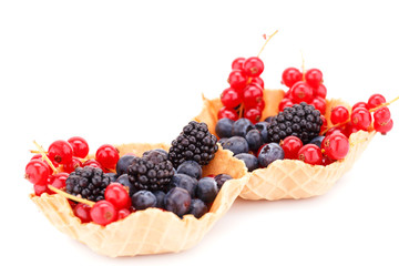 Fresh ripe berries in tartlets