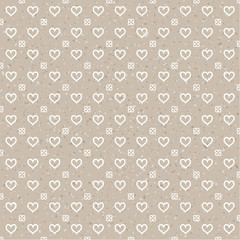 Valentines day vector pattern on old paper texture