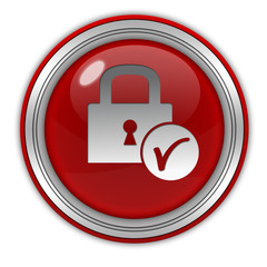 Lock circular icon on white background