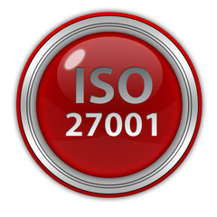 Iso 27001 circular icon on white background