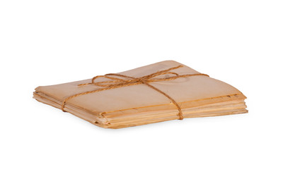 Stack of old paper on white background