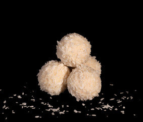Coconut candies, selective focus