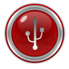 Usb circular icon on white background