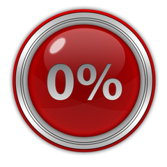 Zero percent circular icon on white background