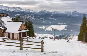 Ski slope in Tatra mountains, poland