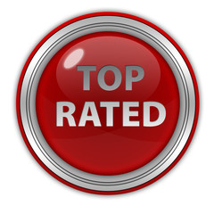 Top rated circular icon on white background