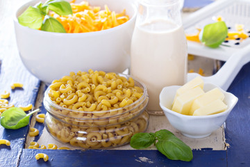 Ingredients for macaroni and cheese