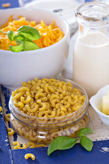 Ingredients for macaroni and cheese