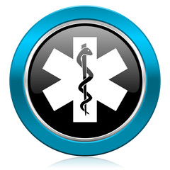 emergency glossy icon hospital sign