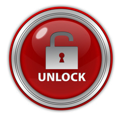 Unclock circular icon on white background