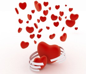 Symbols of valentines day.  Hearts on  white background