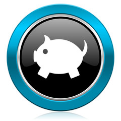 piggy bank glossy icon