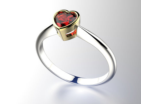 Ring with heart shape Diamond. Jewelry background. Valentine day