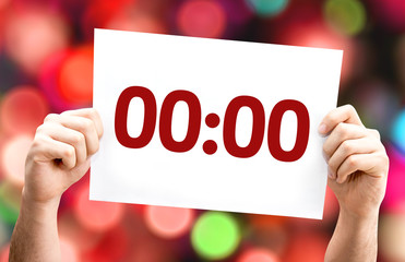 00:00 card with colorful background with defocused lights