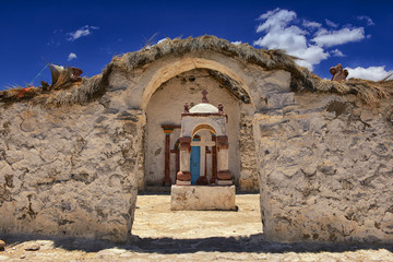 Beautiful Parinacota village church exterior circa Putre, Chile.