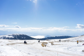 Fototapeta na wymiar Winter landscape in Kaimaktsalan ski center in Greece.