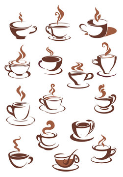 Steaming coffee cups