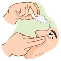 Medication eye drops to drip in irritated eyes.