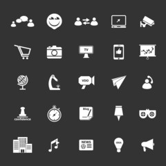 Media marketing icons on gray background