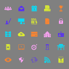 Business management color icons on gray background