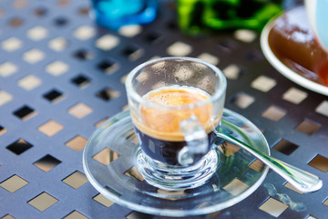 Americano coffee cup on table in cafe