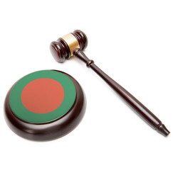 Judge gavel and soundboard with national flag on it - Bangladesh