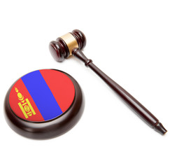 Judge gavel and soundboard with national flag on it - Mongolia