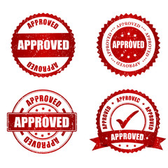 Approved red grunge rubber stamp collection