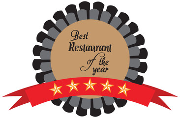 Vector promo label of best restaurant award of the year.