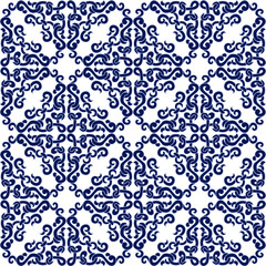 Blue ornament, white background.