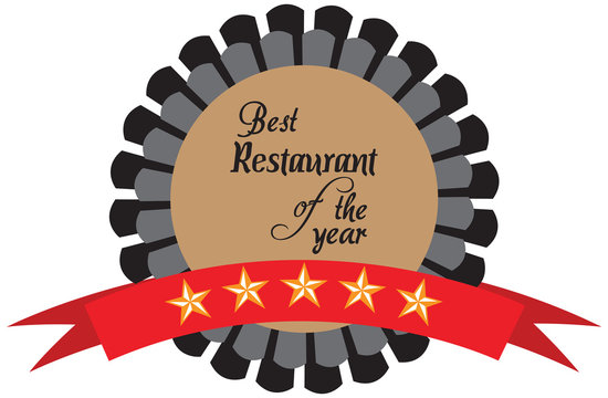 Vector promo label of best restaurant award of the year.