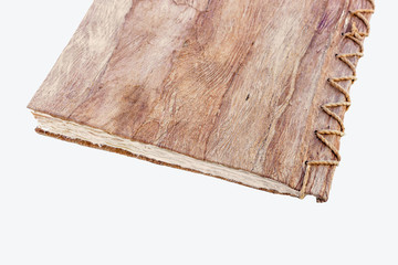 Old brown mulberry paper book isolated