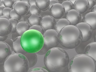 Green and grey spheres