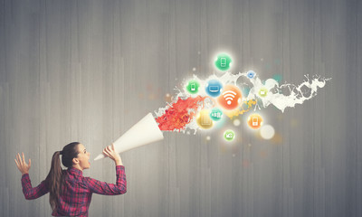 Woman announcing something