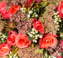 multicolor roses bouquet